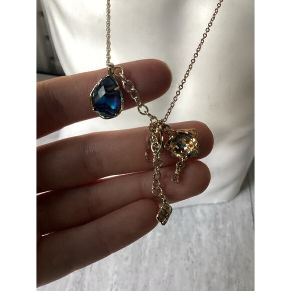 Kendra Scott Kiri Gold Necklace In black iridescent tear drop - Picture 1 of 3